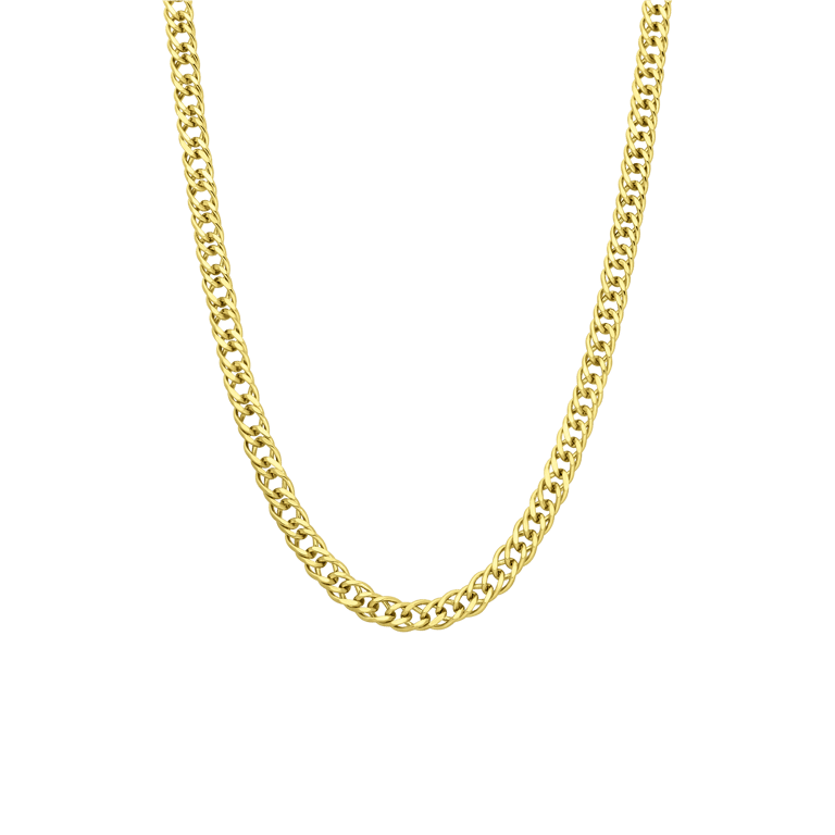 Goldplattierte Herren-Halskette aus recyceltem Silber mit doppeltem Gourmetglied.
