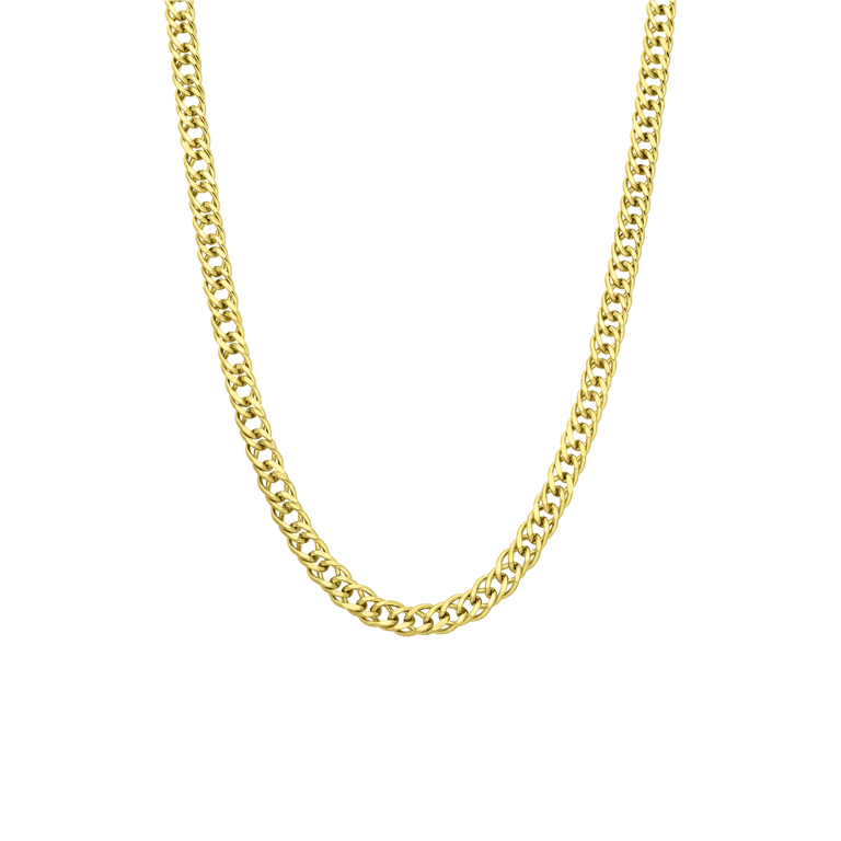Recycelte silberne, goldplattierte Kette mit doppeltem Gourmet-Glied