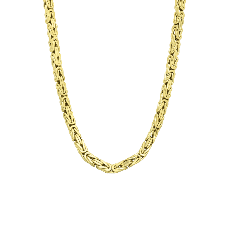 Gerecycleerde zilveren herenketting met koningsschakel, verguld met goud