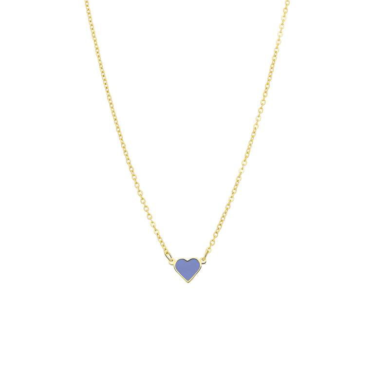 Stalen goldplated ketting met hart emaille lichtblauw
