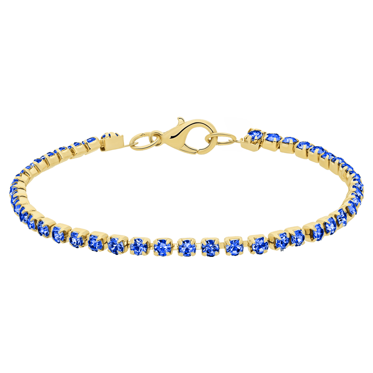 Goudkleurige bijoux tennisarmband licht sapphire