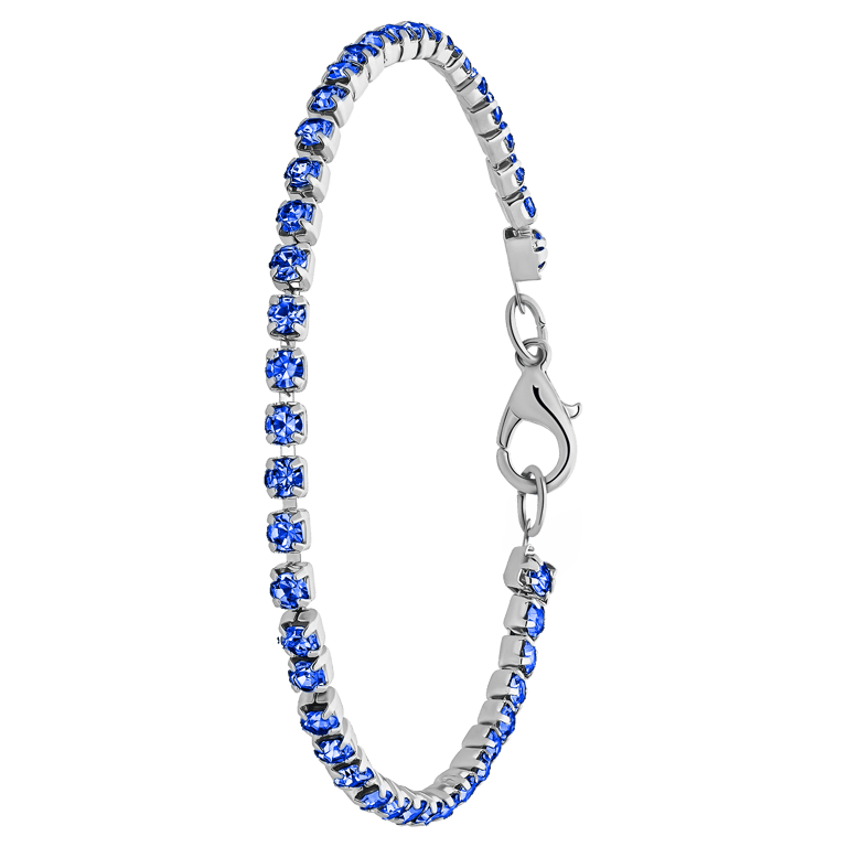 Zilverkleurige bijoux tennisarmband licht sapphire