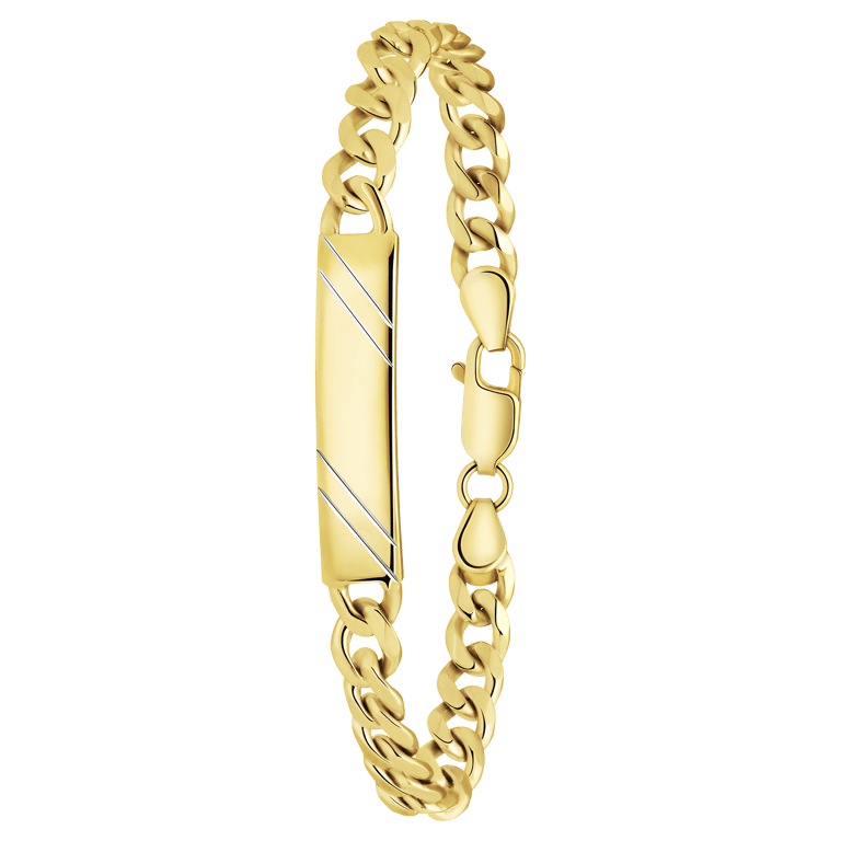Zilveren goldplated herenplaatarmband