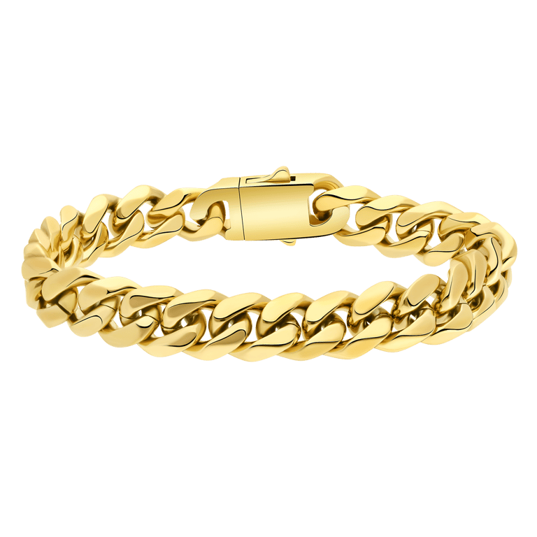 Stainless steel goldplated herenschakelarmband met zirkonia