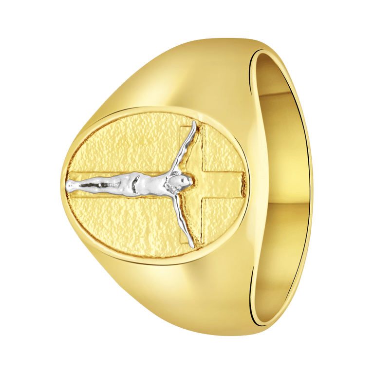 Stalen goldplated herenzegelring