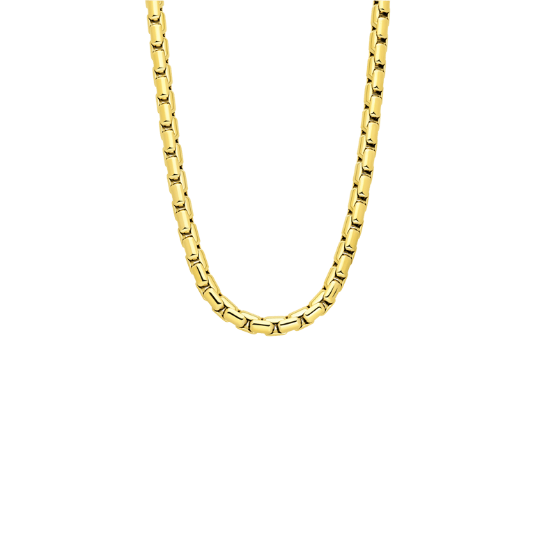 Gerecycled stainless steel goldplated schakelketting voor heren