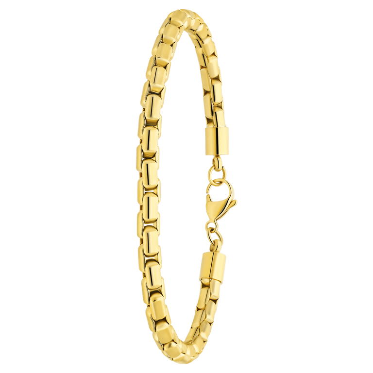 Stalen goldplated herenschakelarmband