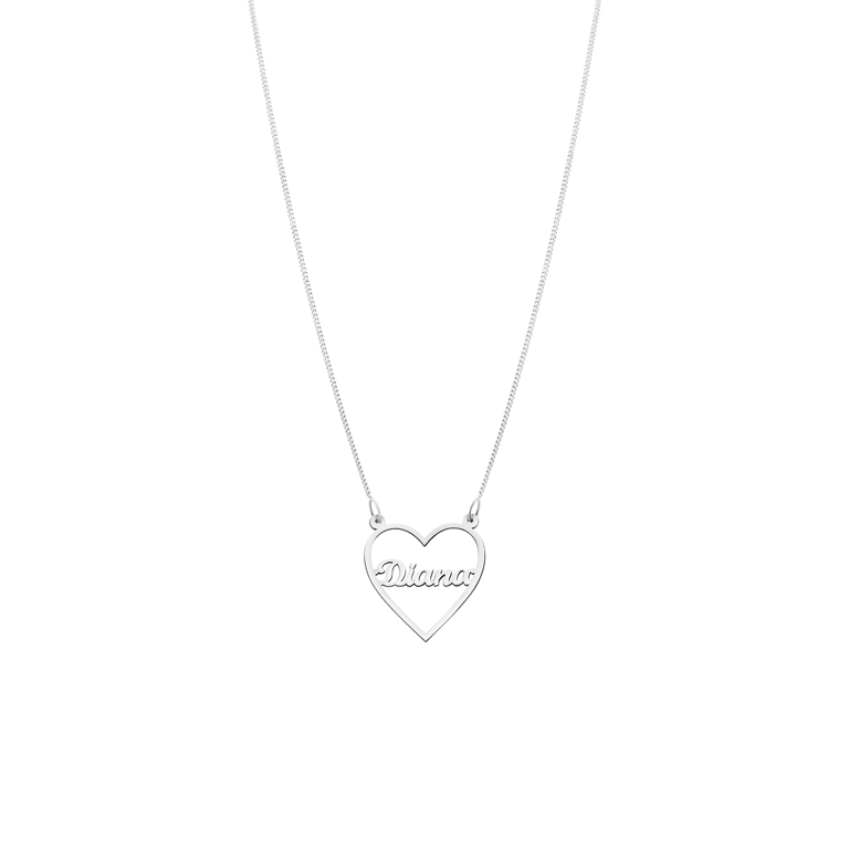Elora gerecycled zilver naamketting in hart voor dames