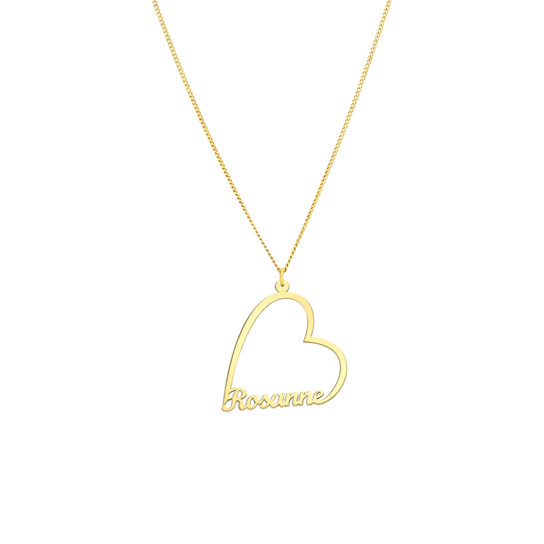 Zilveren goldplated naamketting hart voor dames