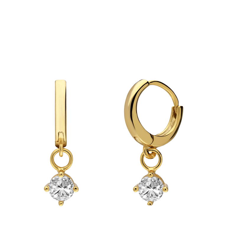 Zilveren goldplated oorringen met zirkonia voor dames