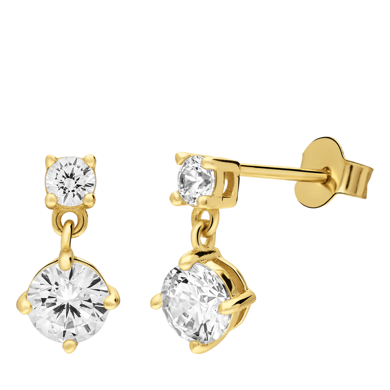 Zilveren goldplated oorknoppen met zirkonia voor dames