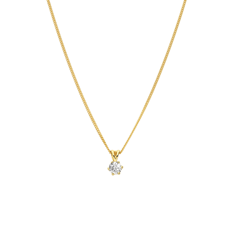 Zilveren goldplated ketting met hanger met zirkonia voor dames