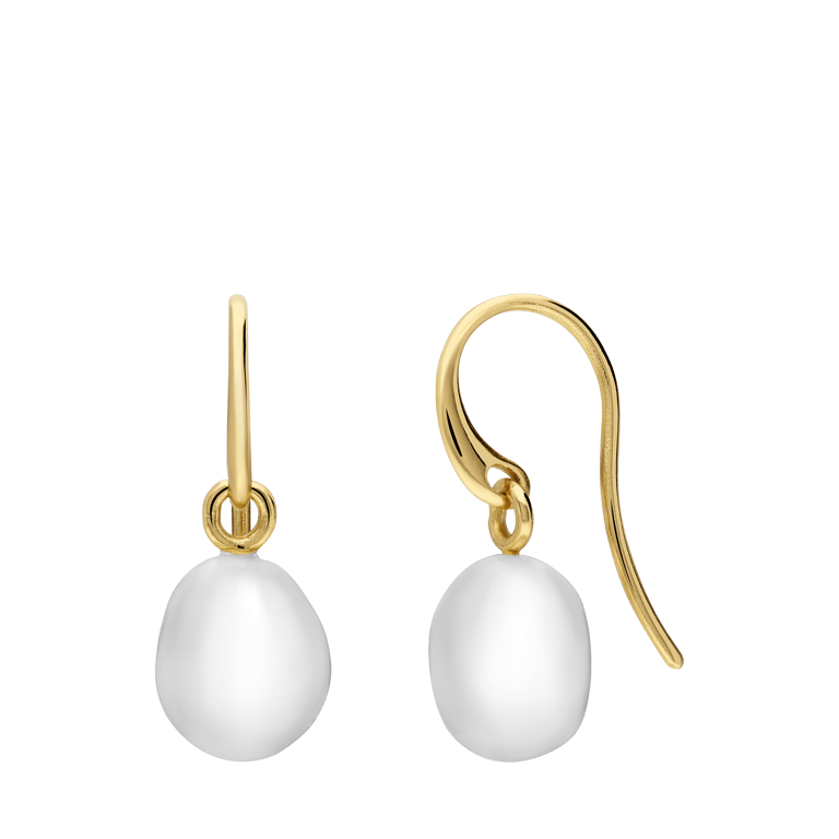 Zilveren goldplated oorhangers met parel voor dames