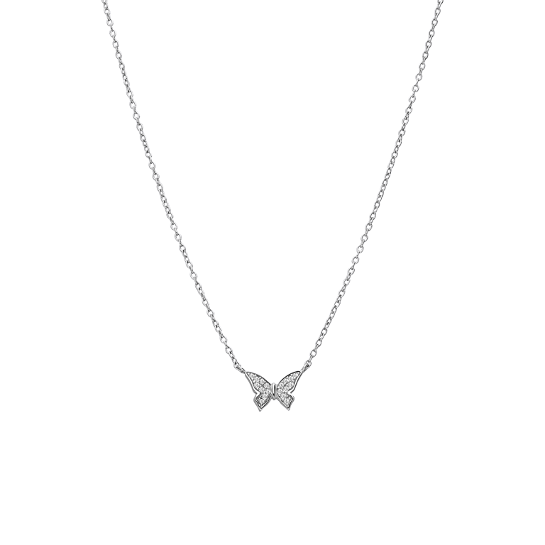 Halskette aus 925er Silber mit Anhänger Schmetterling mit Zirkoniabesatz