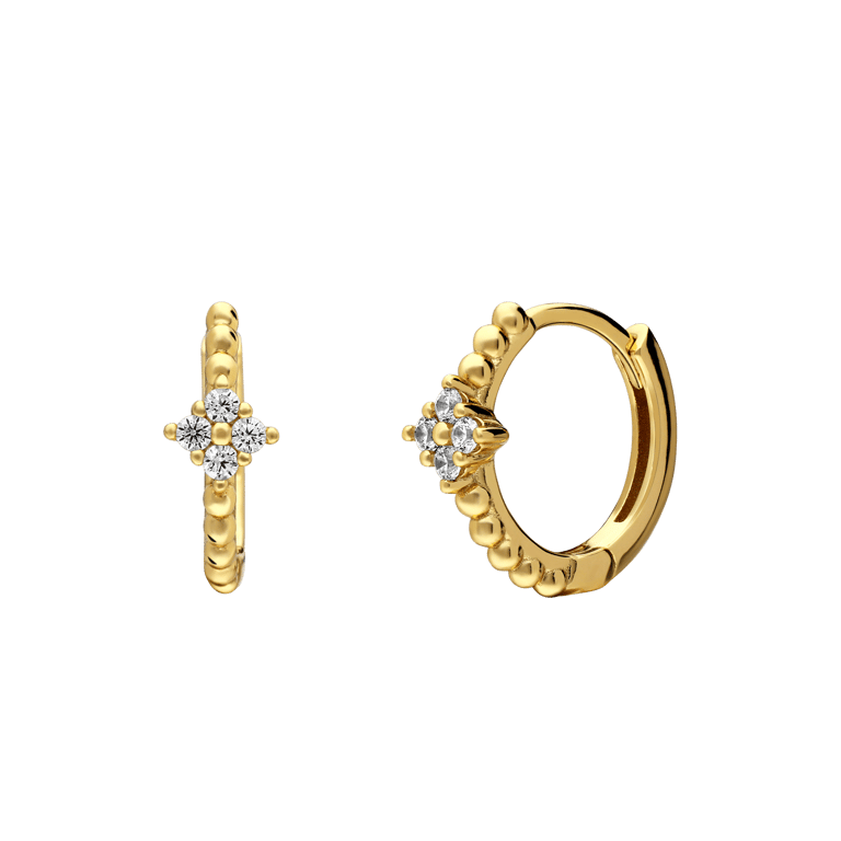 Zilveren goldplated oorringen met zirkonia voor dames