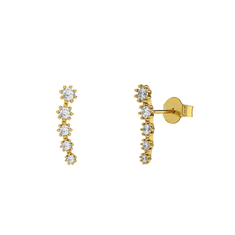 Zilveren goldplated oorknoppen met zirkonia voor dames