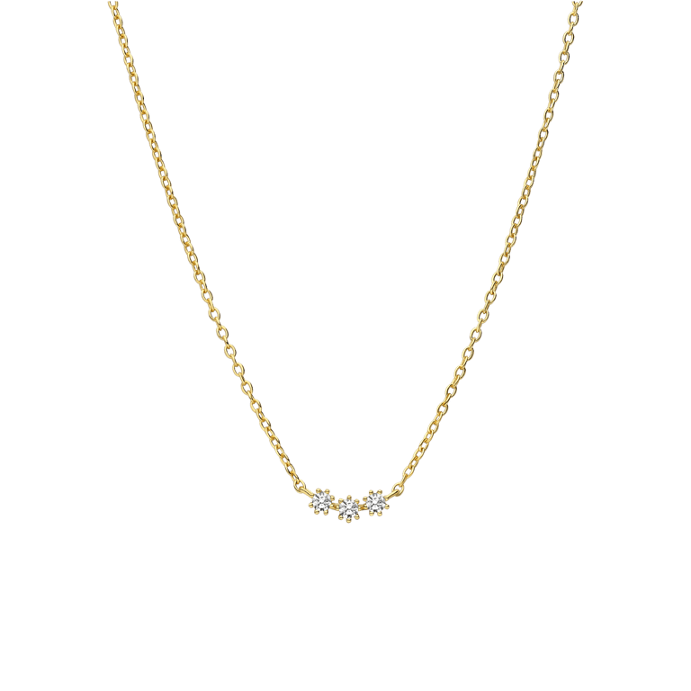 Zilveren goldplated ketting met hanger met zirkonia voor dames