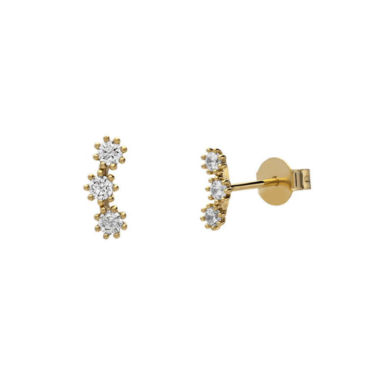 Zilveren goldplated oorknoppen met zirkonia voor dames