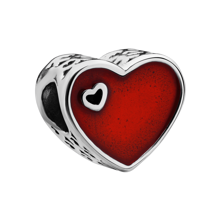 Charm aus Edelstahl Herz rot
