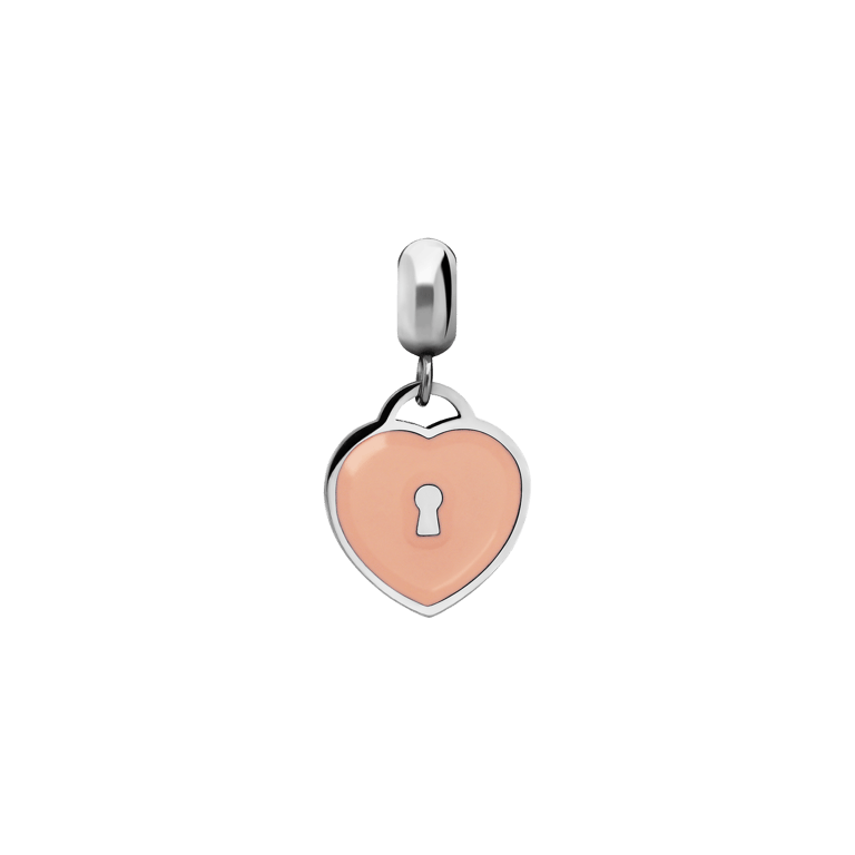 Charm aus Edelstahl Herz mit Schloss