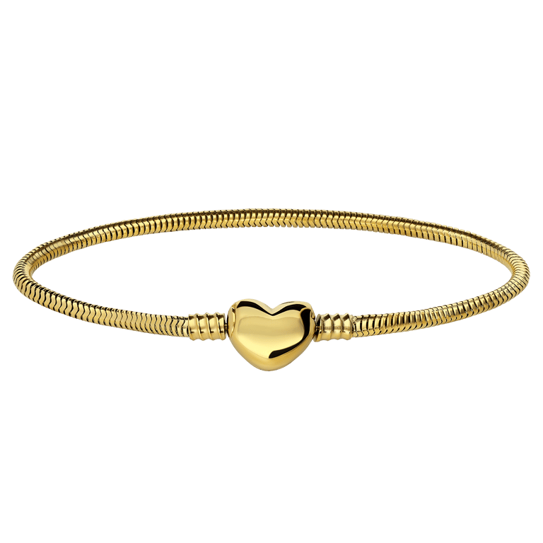 Stalen goldplated bedelarmband hart voor dames