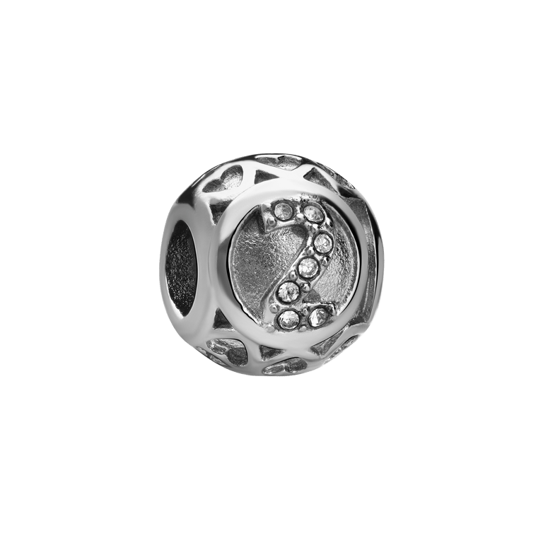 Bettelarmband-Anhänger aus Edelstahl, Ziffer Zwei