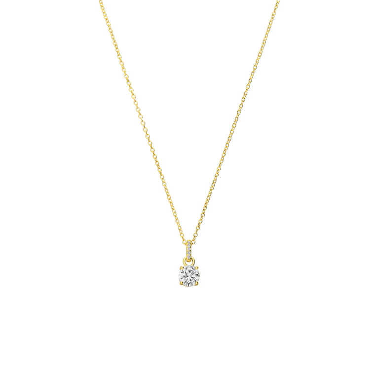 Zilveren goldplated ketting met hanger met zirkonia voor dames