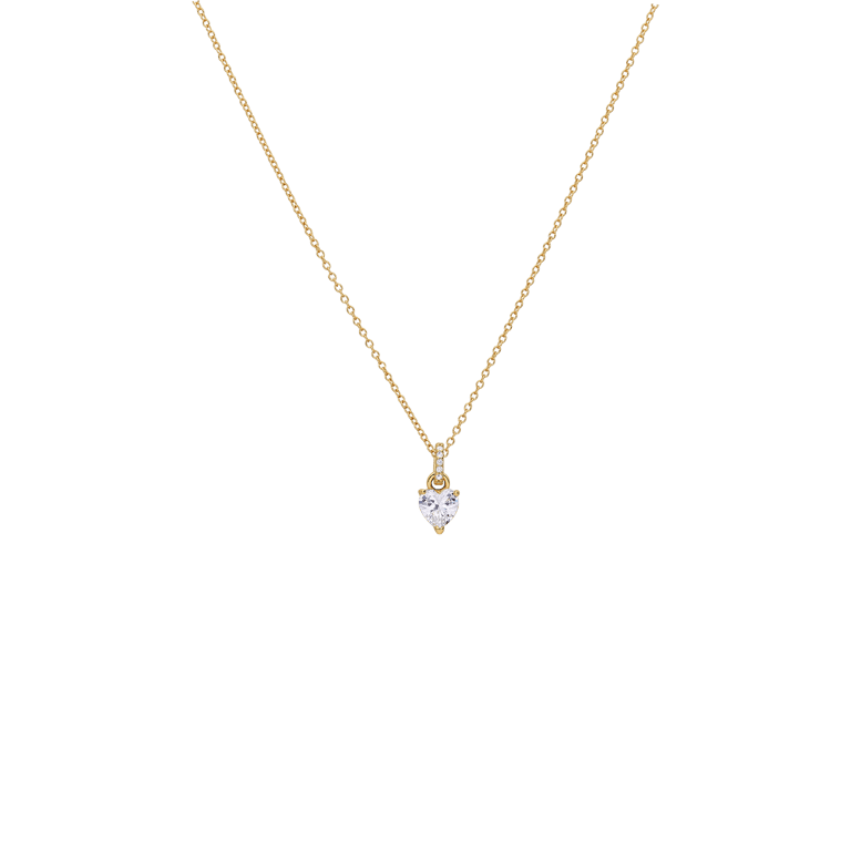 Zilveren goldplated ketting met hanger hart met zirkonia voor dames