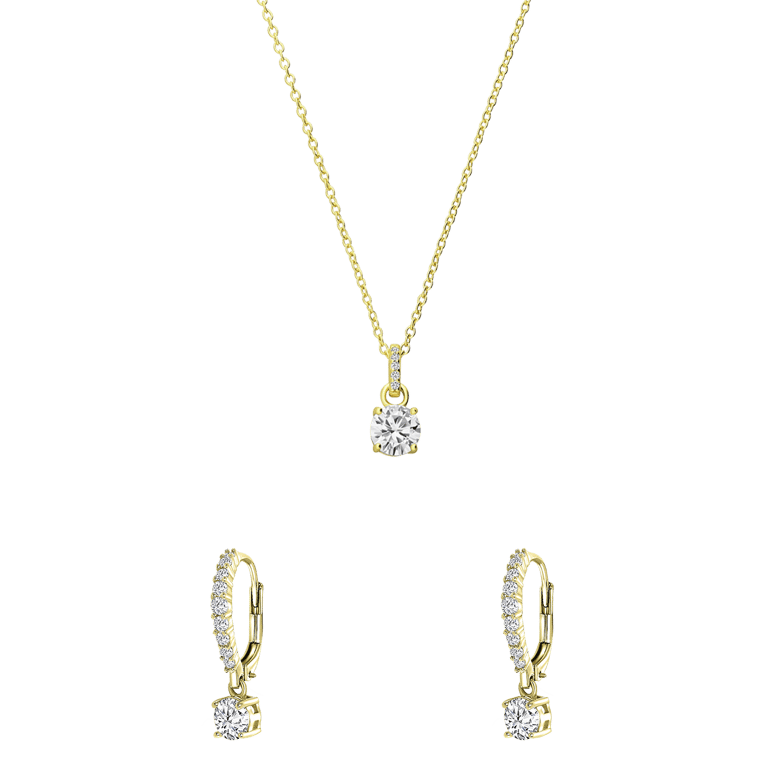 Zilveren goldplated sieradenset met zirkonia voor dames