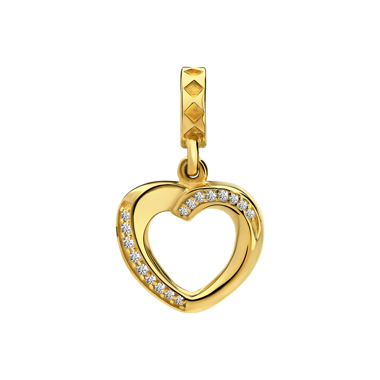 Zilveren goldplated hanger hart met zirkonia voor dames