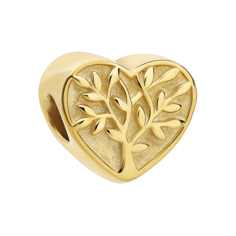 Zilveren goldplated hanger hart met levensboom voor dames