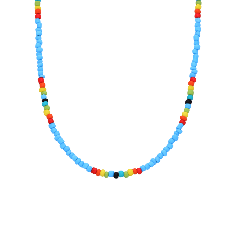 Modeschmuck, Perlenkette und Armband, hellblau