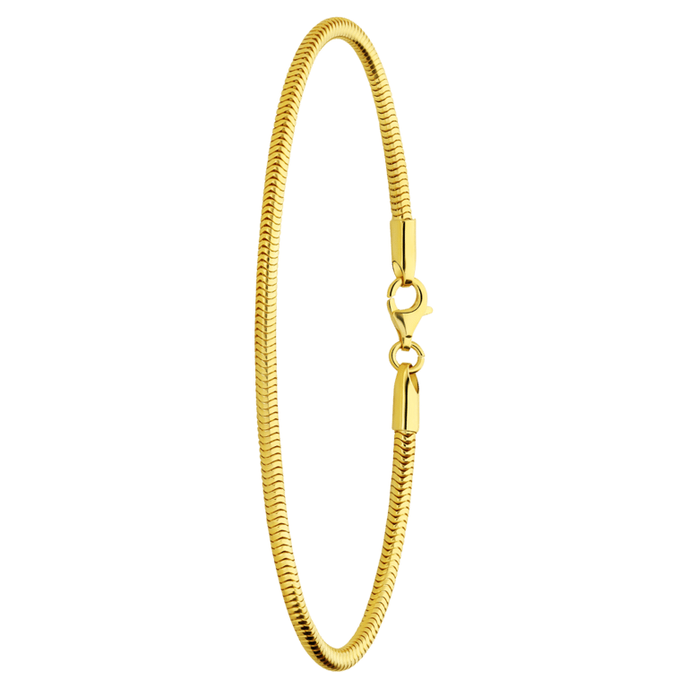 Zilveren goldplated slangen armband voor bedels