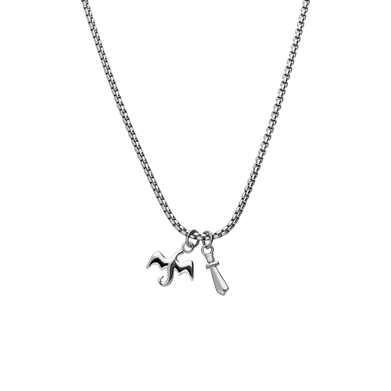 Stainless steel ketting met draak en zwaard hangers