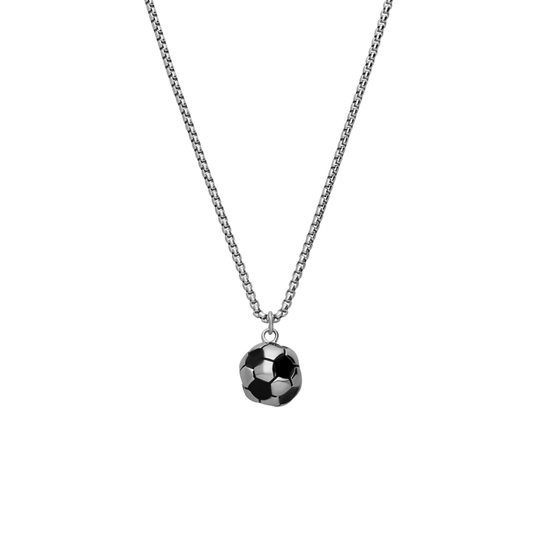 Stainless steel ketting met hanger voetbal