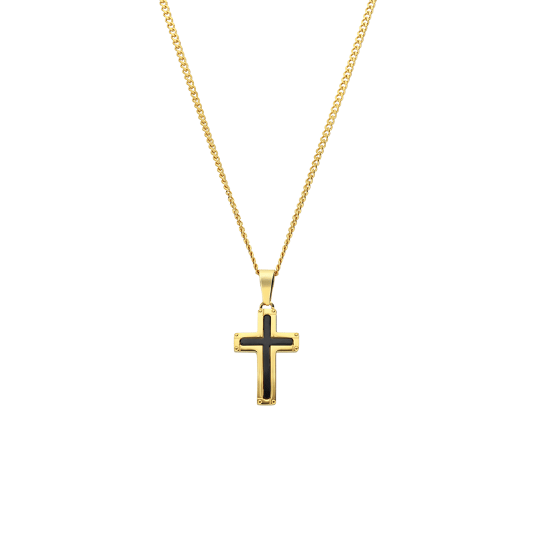 Stalen goldplated kinderketting met hanger kruis