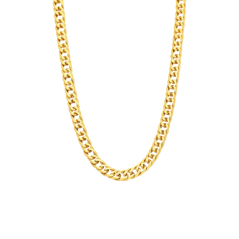 Stalen goldplated ketting met gourmetschakel 6mm