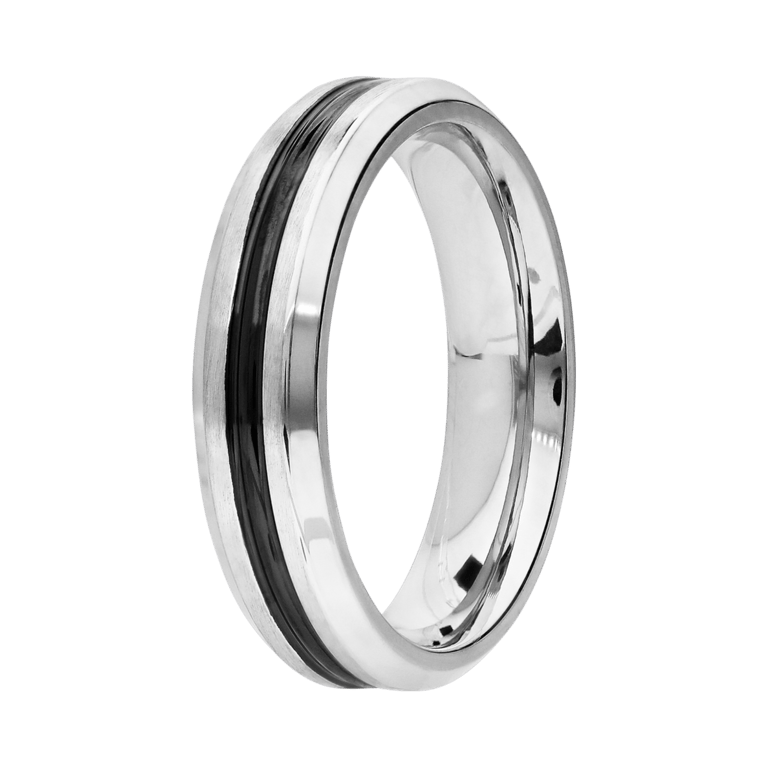 Stainless steel ring fantasie zwart