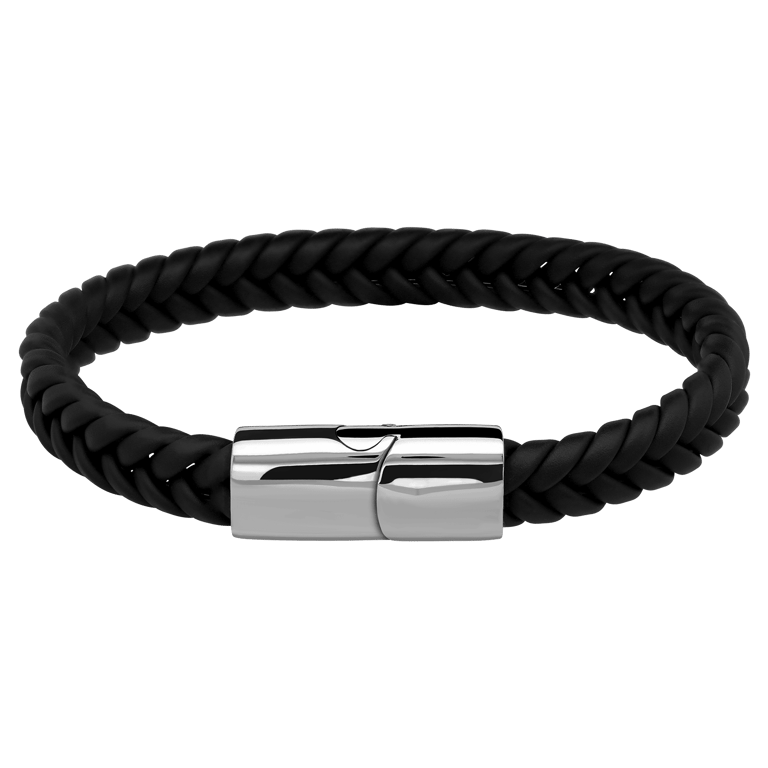 Zwart leren armband met stainless steel sluiting
