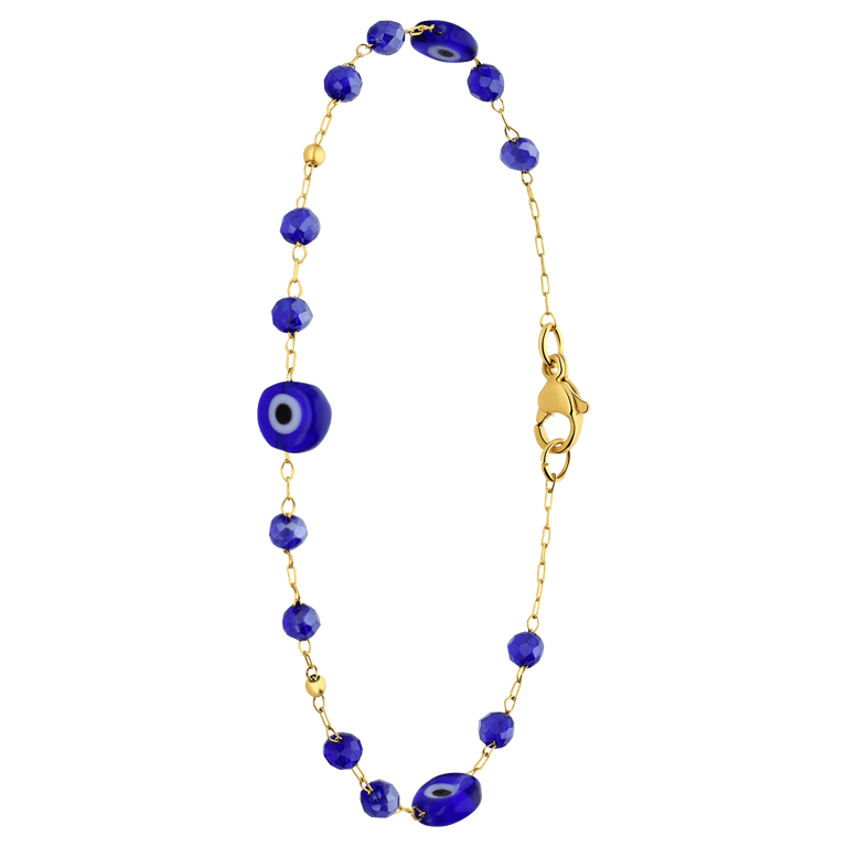 Stalen goldplated armband met boze oog