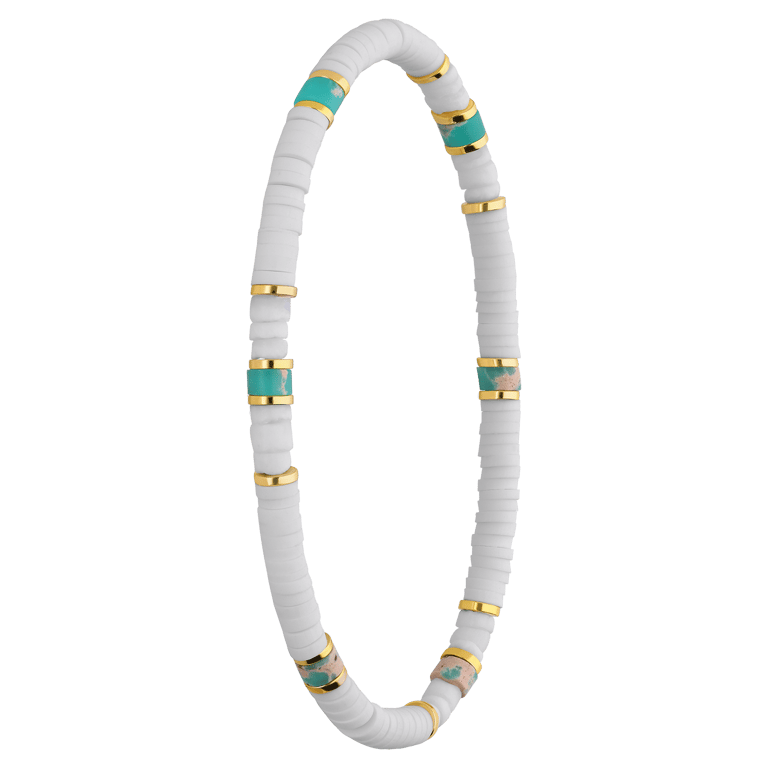 Goldfarbenes Armband aus Edelstahl, Weiß und Grün