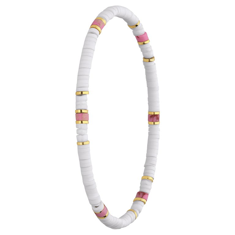 Goldfarbenes Armband aus Edelstahl, Weiß und Rosa
