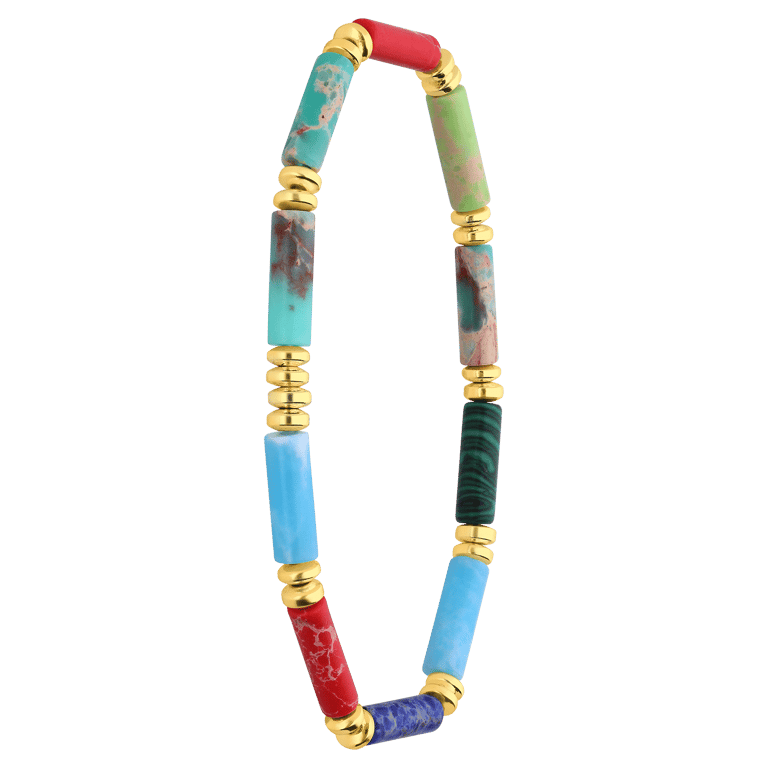 Armband aus Edelstahl, vergoldet, mit Perlen, mehrfarbig