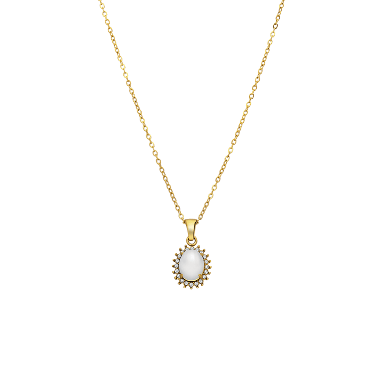 Stainless steel goldplated ketting met hanger bloem voor dames