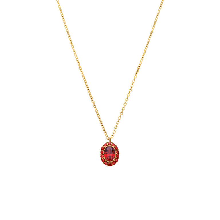 Stainless steel goldplated ketting met hanger bloem met zirkonia voor dames