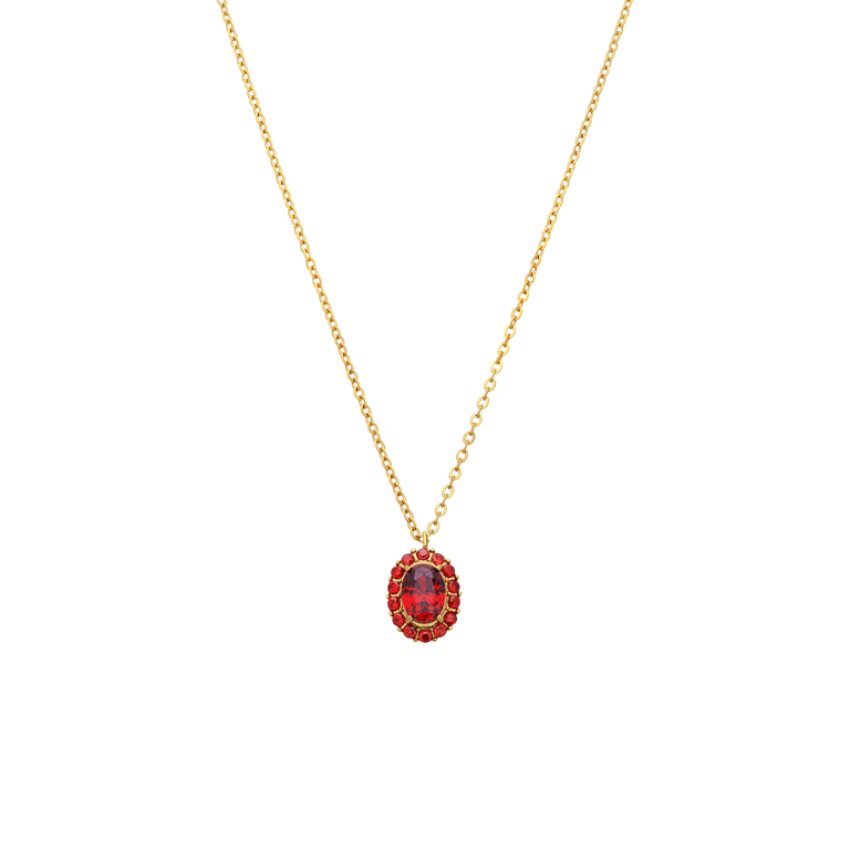 Stalen goldplated ketting vintage bloem ent rood voor dames
