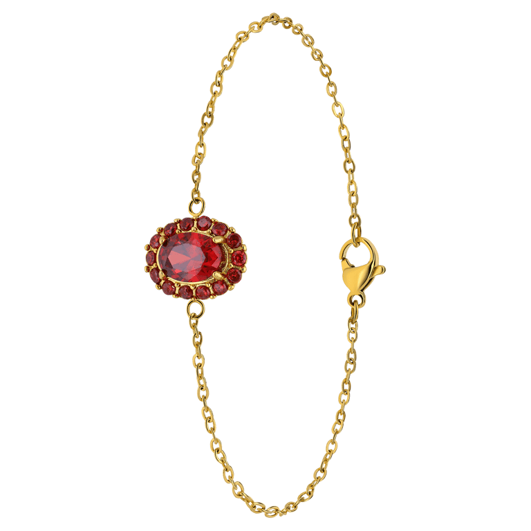 Armband aus Edelstahl, vergoldet, Vintage-Blume, Rot