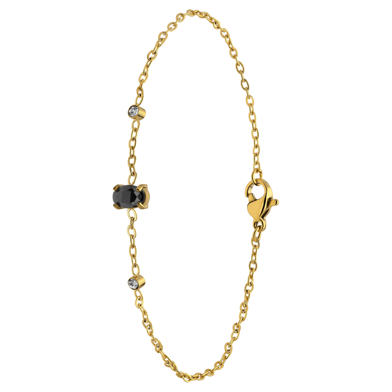 Stalen goldplated fantasiearmband met zirkonia voor dames