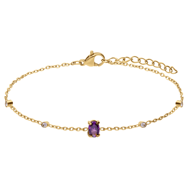 Stainless steel goldplated armband vintage paars