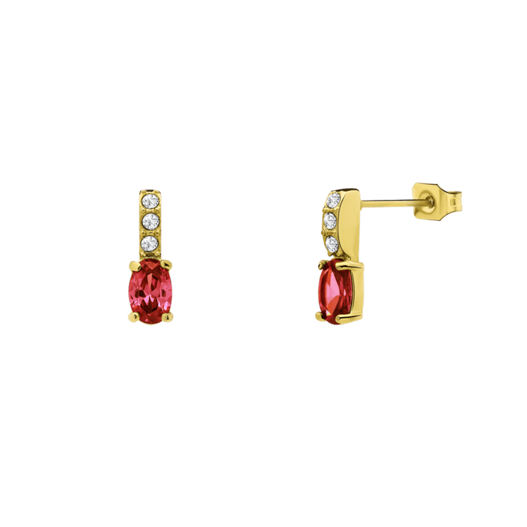 Stainless steel goldplated oorknoppen vintage ruby voor dames
